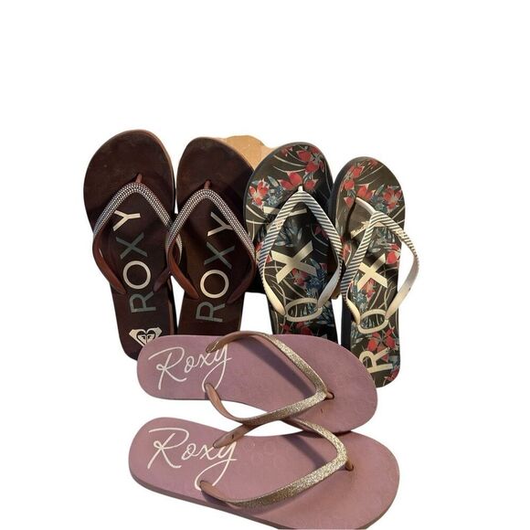 3 Roxy flip flops size 7-8 lot - Picture 1 of 7